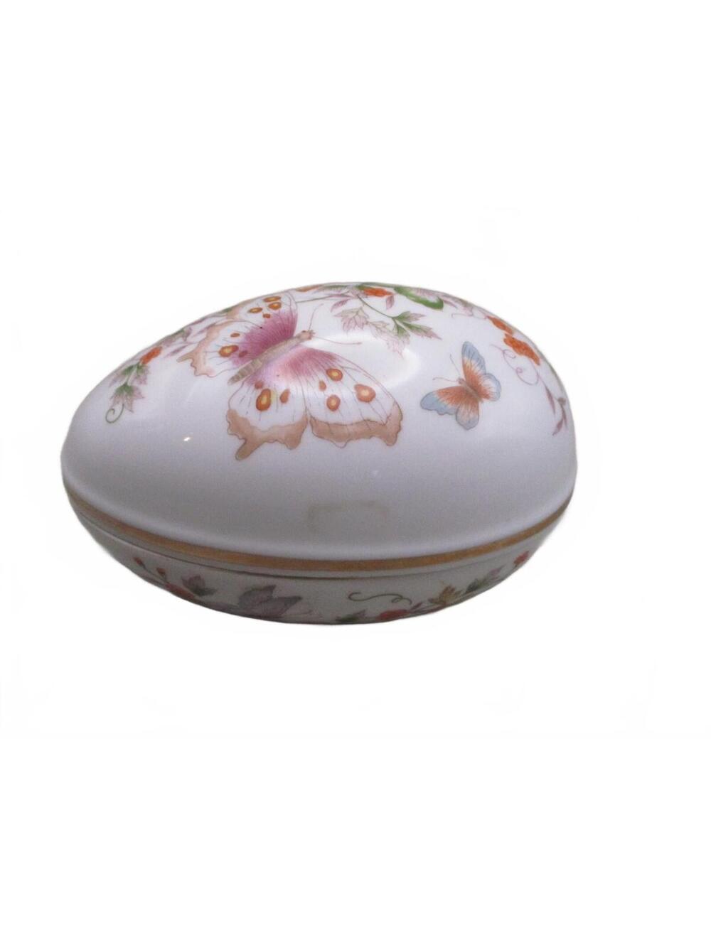 Vintage 1974 Avon Butterfly Fantasy Porcelain Egg Trinket Box